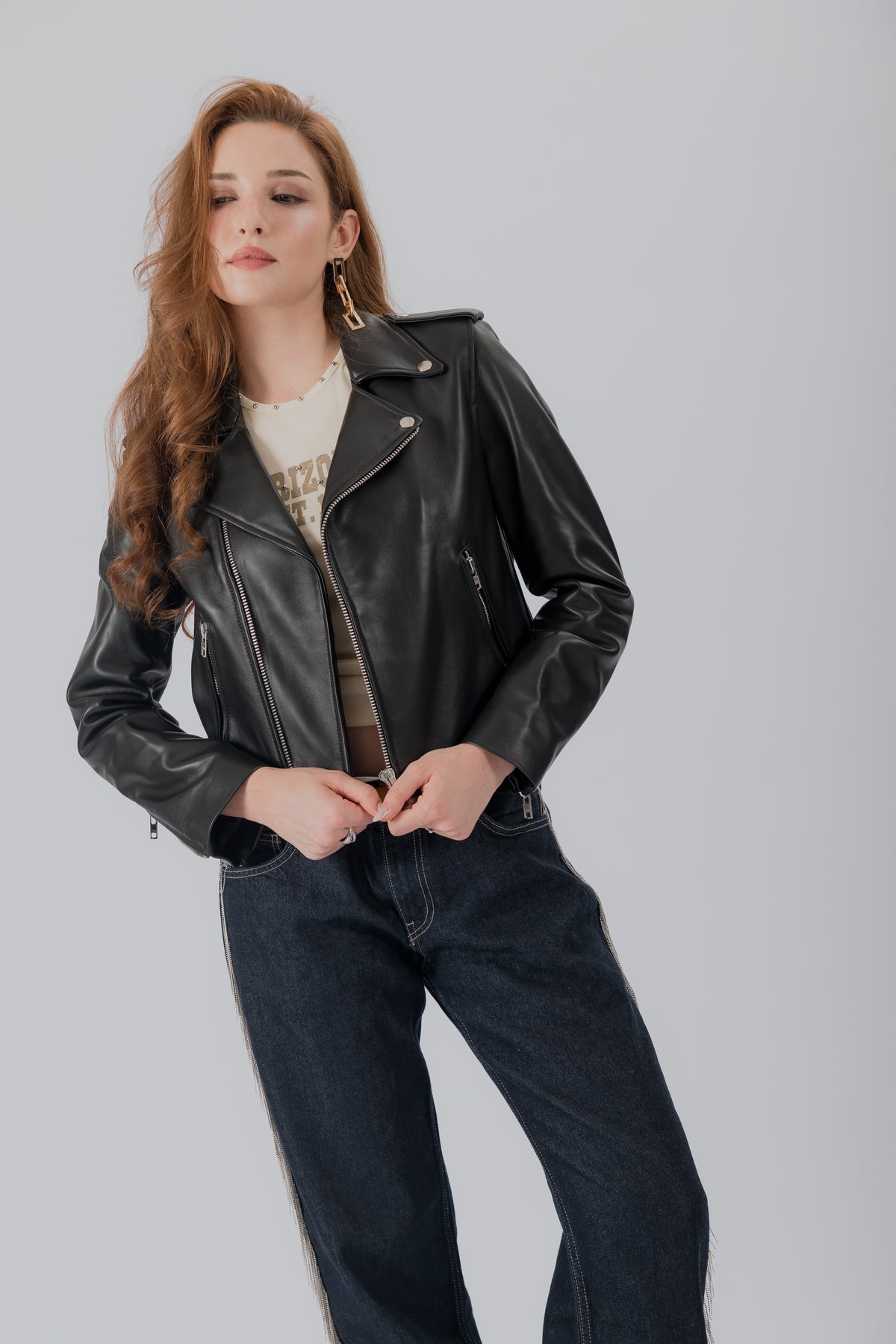 No. 95 Cropped Biker Jacket