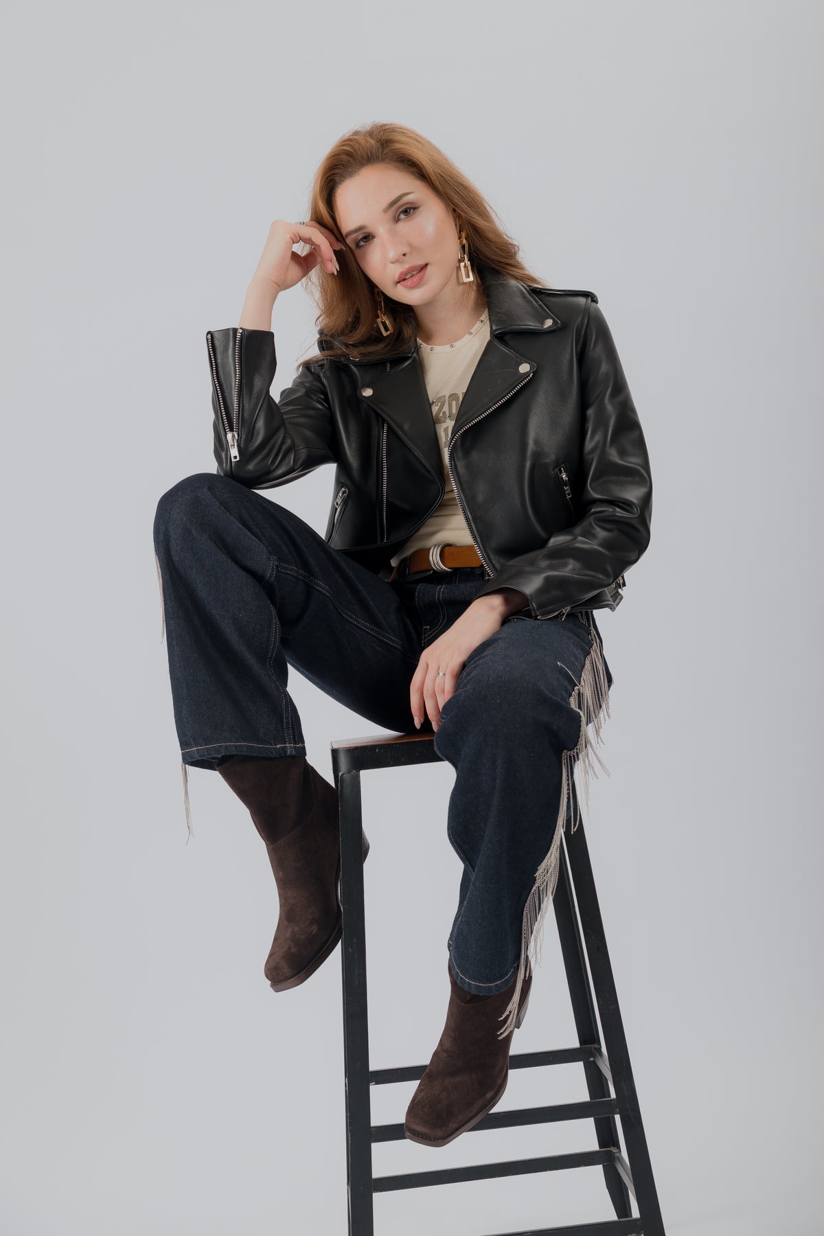 No. 95 Cropped Biker Jacket