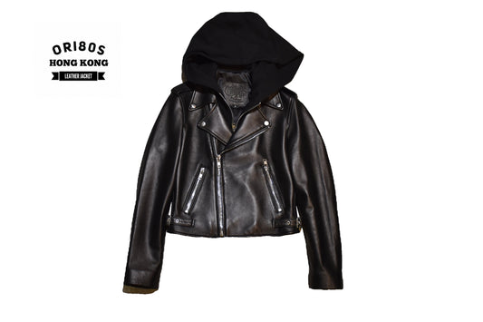 No. 95a Cropped Biker Jacket with Hoodie